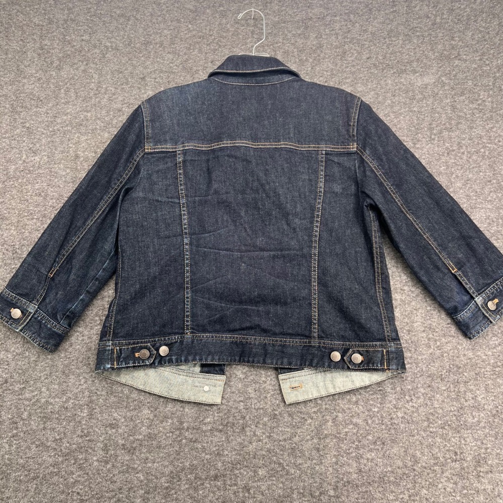 J. Jill Women Dark Wash Stretch Denim Trucker Jacket Indigo XS 3/4 Sleeve - Picture 8 of 10